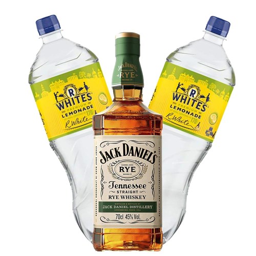 Jack Daniels Tennessee Rye Whiskey 70cl with R Whites Premium Lemonade Mixer